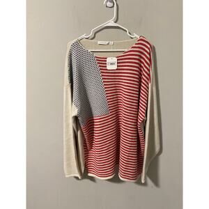 NWT Altar'd State American Flag USA Oversized Knit Sweater XL